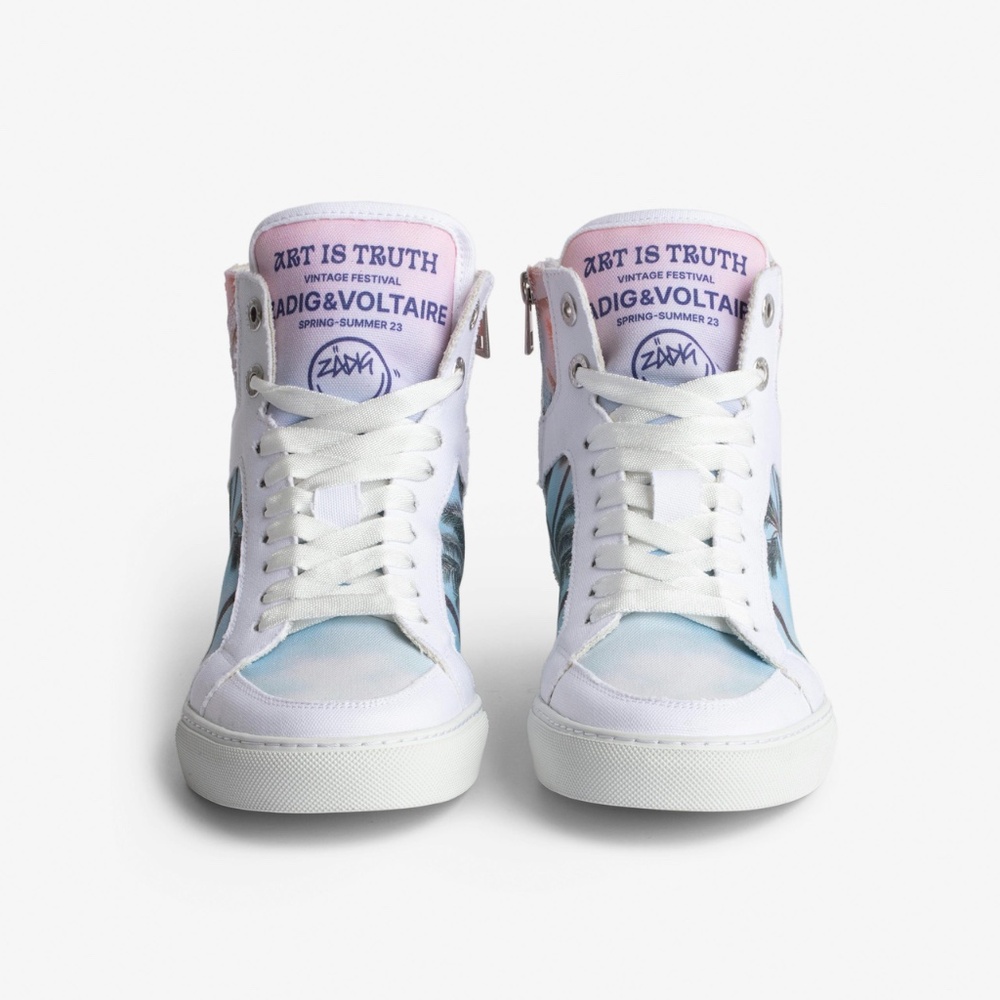 NIB | Zadig & Voltaire | 🌴 Women's High Flash Palm Tree Print High Top Sneakers - Picture 3 of 12